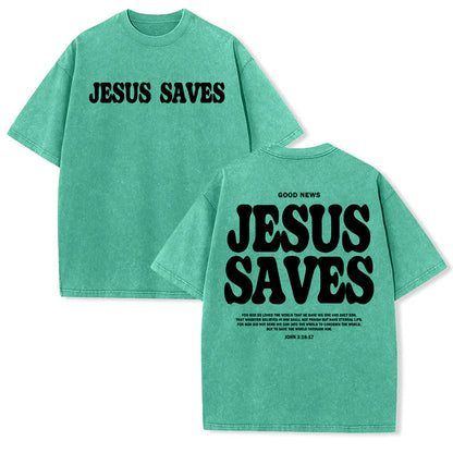 Jesus Saves Washed T-Shirt