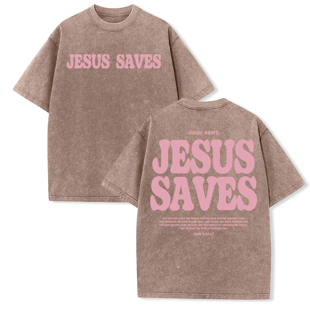 Jesus Saves Washed T-Shirt
