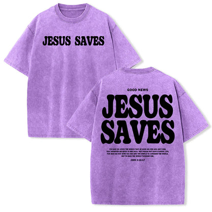 Jesus Saves Washed T-Shirt