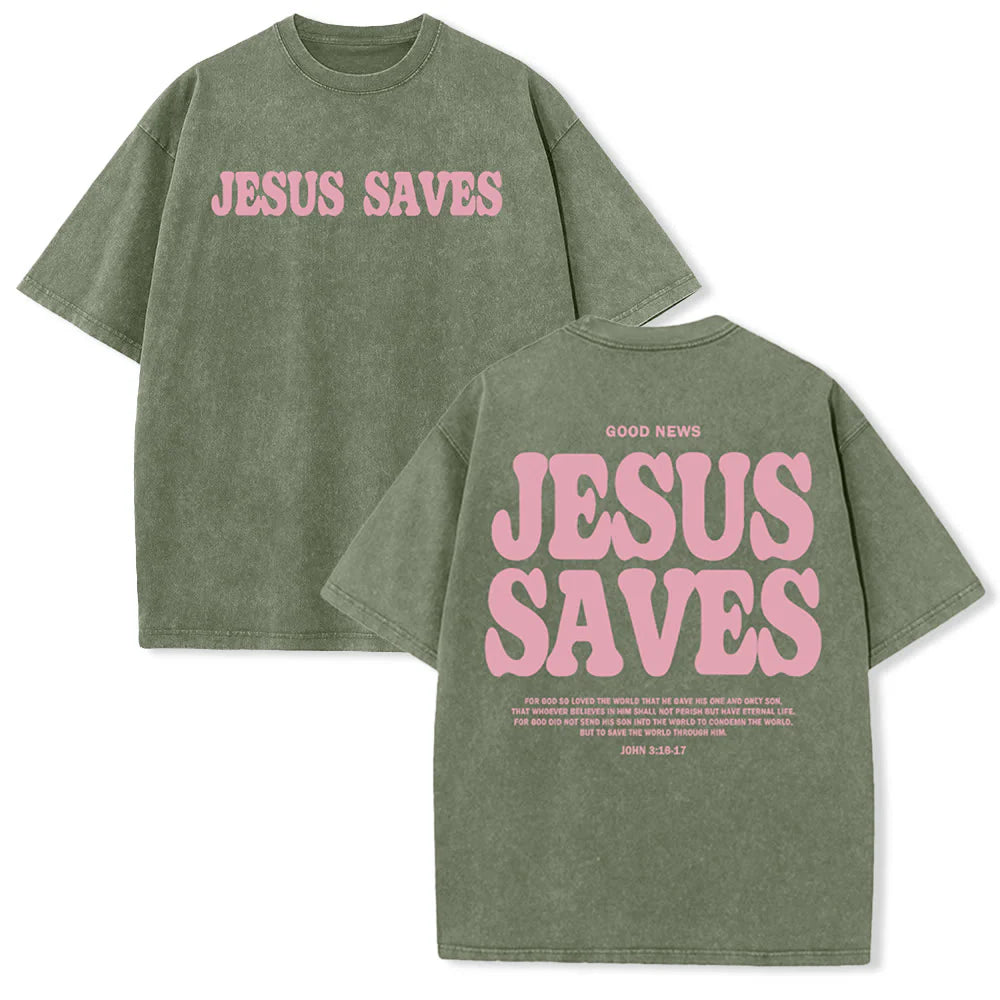 Jesus Saves Washed T-Shirt