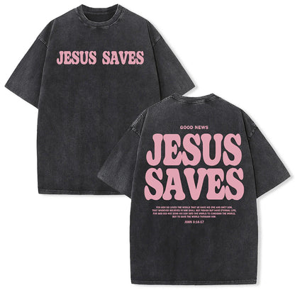 Jesus Saves Washed T-Shirt