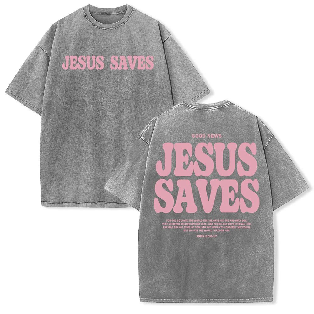 Jesus Saves Washed T-Shirt